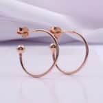 Srebrne minđuše sa roze pozlatom – Otvorene alke 719