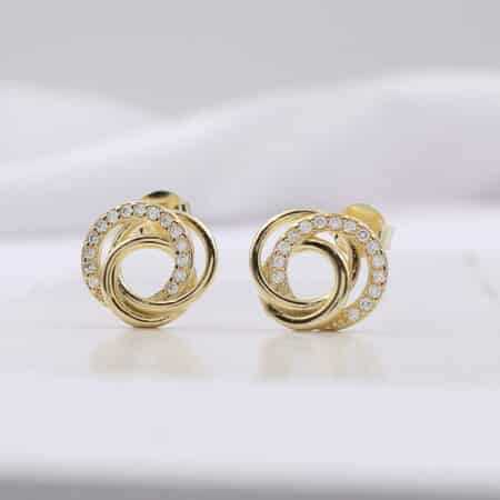 Srebrne Pozlaćene Minđuše "Isprepletani Krugovi" sa Cirkonima 704